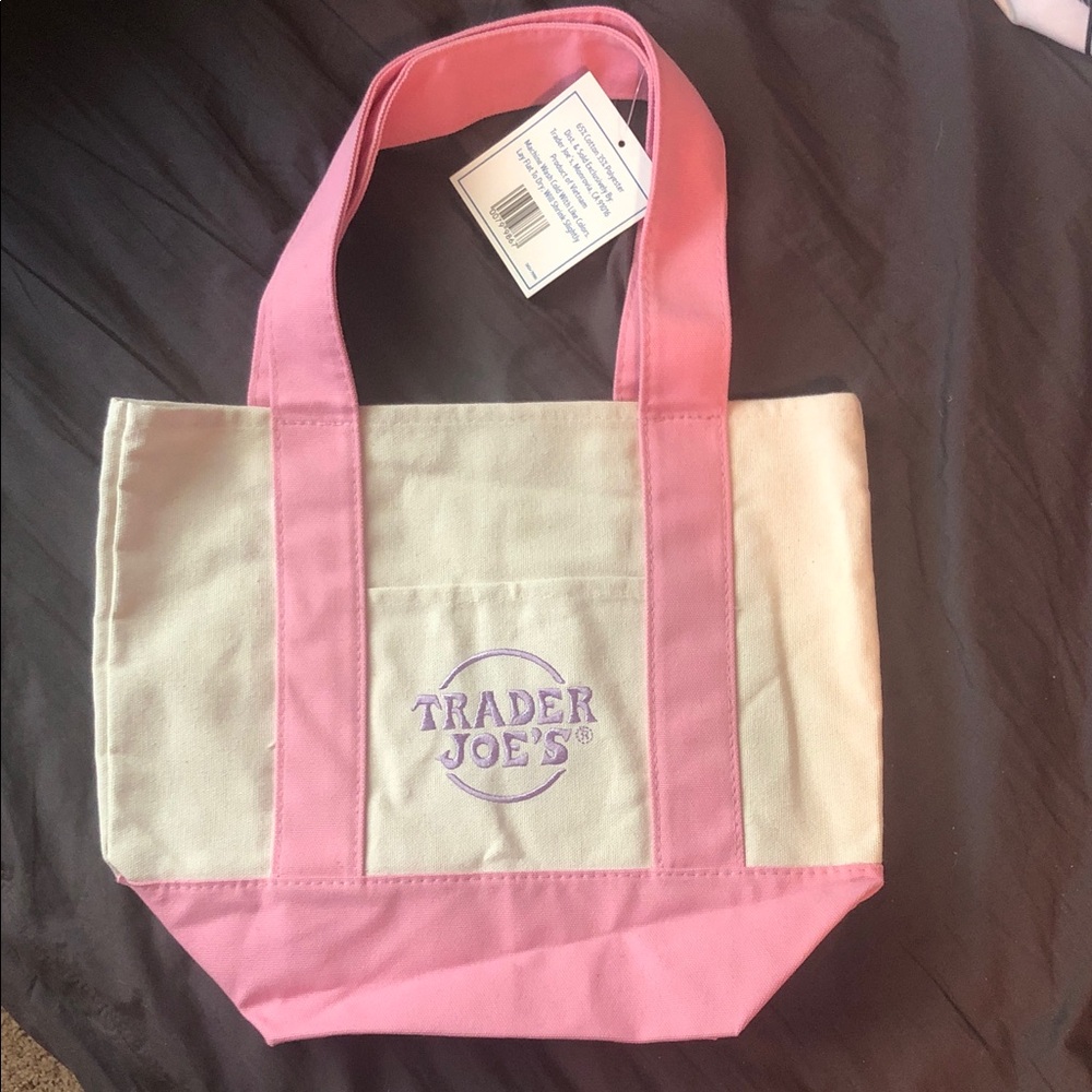 Pink & Cream Canvas Tote Bag
